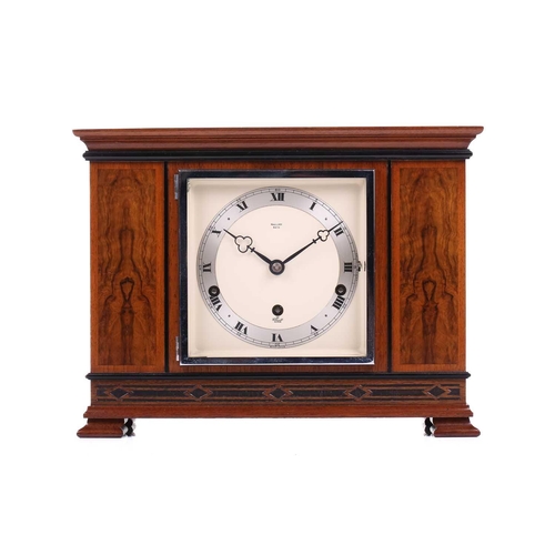 377 - A Victorian oak single fusee mantle timepiece with carved 