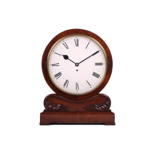 377 - A Victorian oak single fusee mantle timepiece with carved 