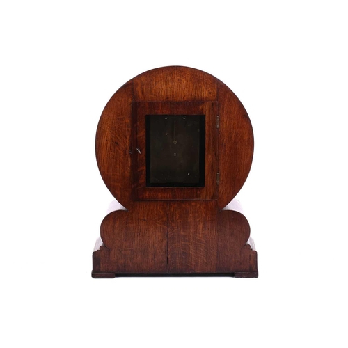 377 - A Victorian oak single fusee mantle timepiece with carved 