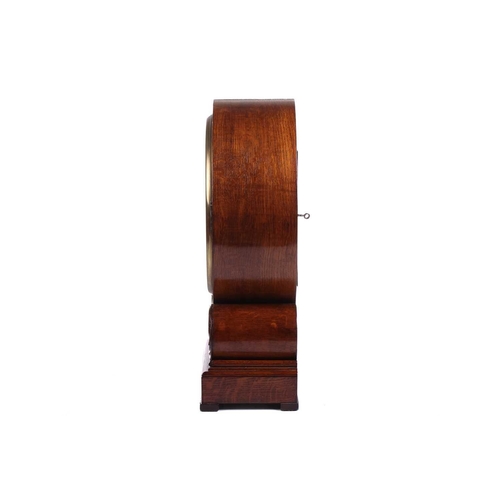 377 - A Victorian oak single fusee mantle timepiece with carved 