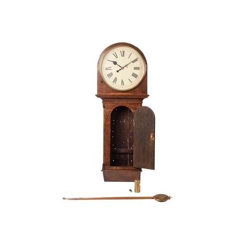 389 - A large and impressive 19th-century drop dial tavern/ Station regulator timepiece, with an arched ho... 