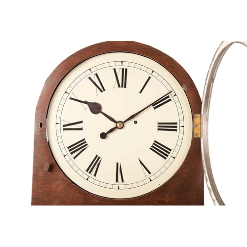 389 - A large and impressive 19th-century drop dial tavern/ Station regulator timepiece, with an arched ho... 