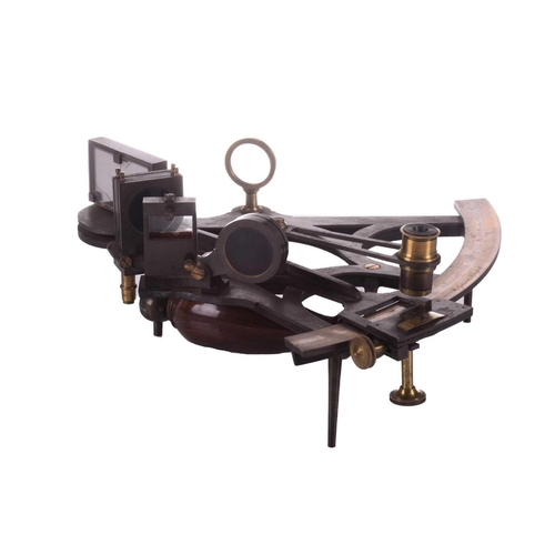 391 - A Victorian William Gerrard, brass sextant with water gilt graduated arc and polished mahogany handl... 