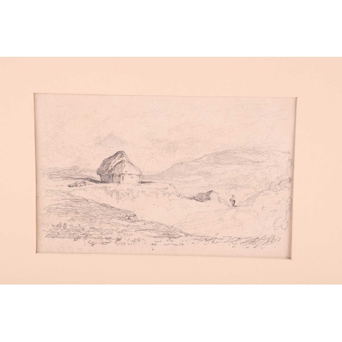 41 - John Joseph Cotman (British, 1814-1878), 'Mountain Scene with Figure on Horse', signed, pencil sketc... 