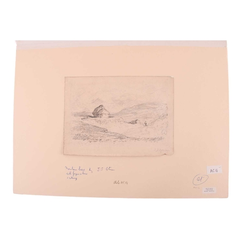 41 - John Joseph Cotman (British, 1814-1878), 'Mountain Scene with Figure on Horse', signed, pencil sketc... 