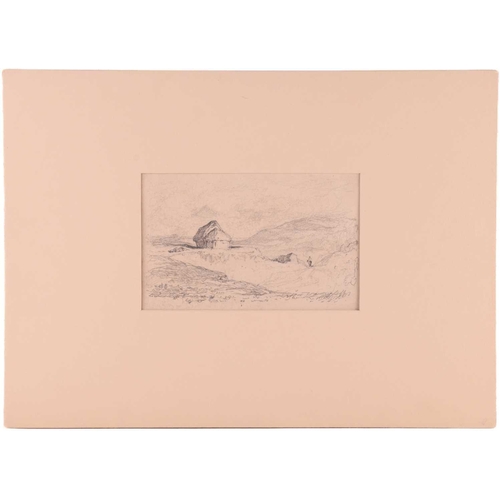 41 - John Joseph Cotman (British, 1814-1878), 'Mountain Scene with Figure on Horse', signed, pencil sketc... 