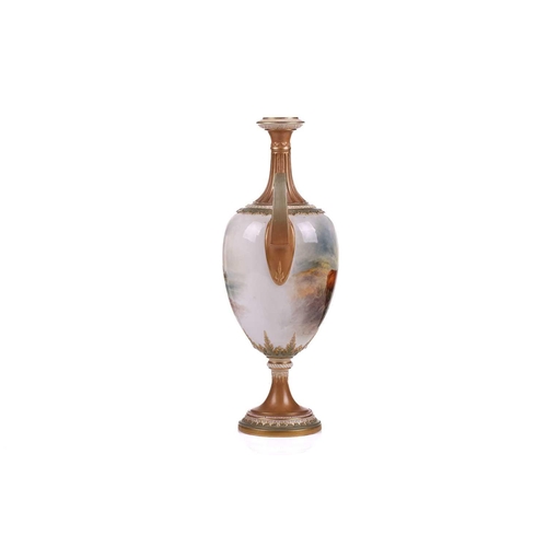 411 - A John Stinton painted Royal Worcester oviform vase (apparently lacking cover), bearing a hand-paint... 