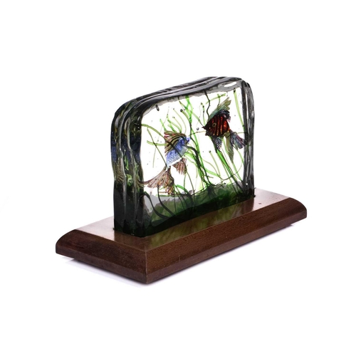 414 - A Murano art glass aquarium rectangular block, probably by Cenedese & Co, 1950s, of radiused rectang... 