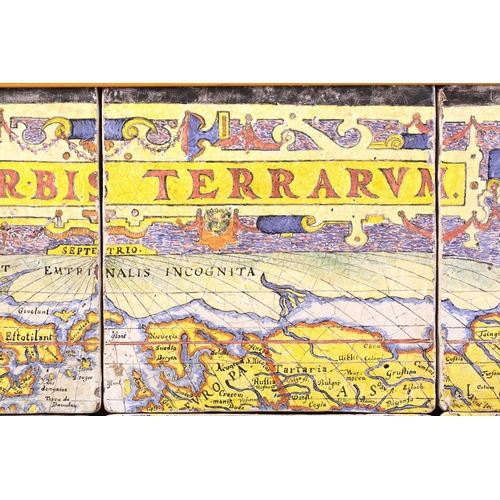 420 - After Abraham Ortelius (Flemish, 1527-1598), 'Typus Orbis Terrarum', a continental tin-glazed potter... 