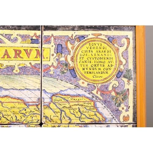 420 - After Abraham Ortelius (Flemish, 1527-1598), 'Typus Orbis Terrarum', a continental tin-glazed potter... 