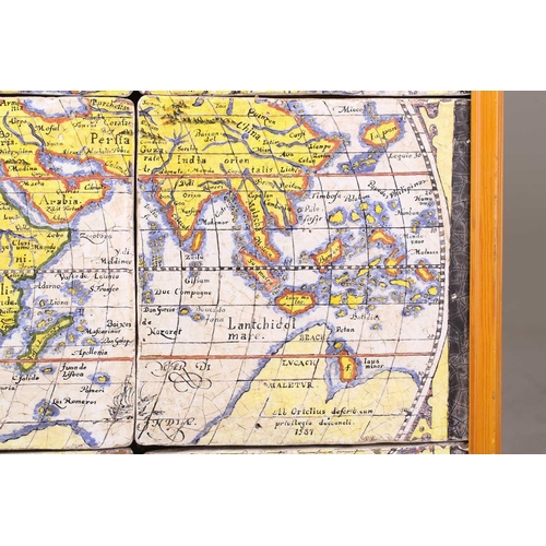 420 - After Abraham Ortelius (Flemish, 1527-1598), 'Typus Orbis Terrarum', a continental tin-glazed potter... 