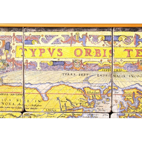 420 - After Abraham Ortelius (Flemish, 1527-1598), 'Typus Orbis Terrarum', a continental tin-glazed potter... 