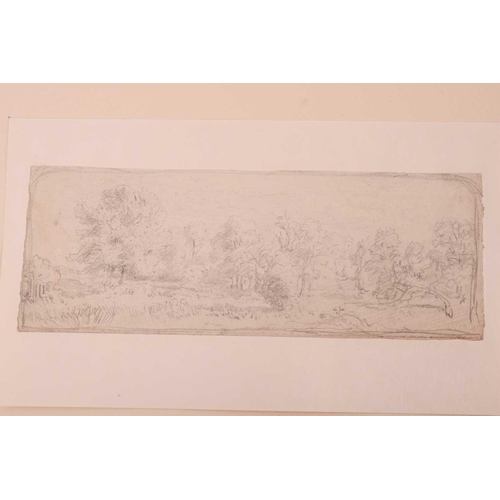 43 - John Joseph Cotman (1814 - 1878), four pencil sketches, 'Trees in landscape', & 'Riverscape', both e... 