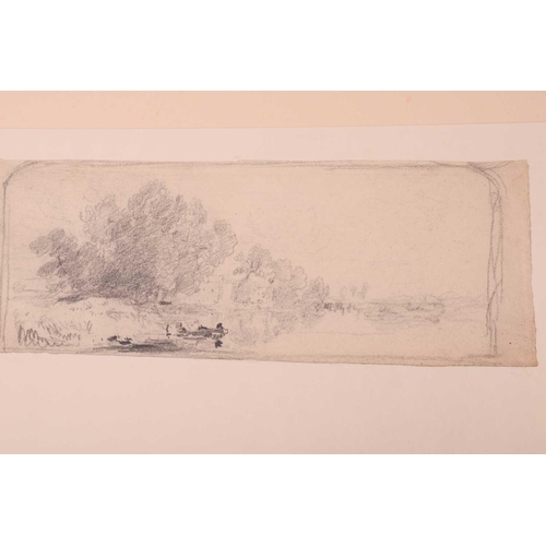 43 - John Joseph Cotman (1814 - 1878), four pencil sketches, 'Trees in landscape', & 'Riverscape', both e... 