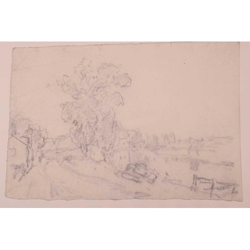 43 - John Joseph Cotman (1814 - 1878), four pencil sketches, 'Trees in landscape', & 'Riverscape', both e... 