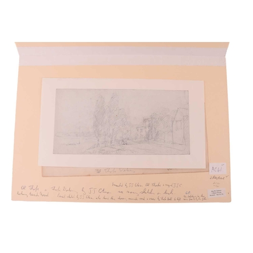 43 - John Joseph Cotman (1814 - 1878), four pencil sketches, 'Trees in landscape', & 'Riverscape', both e... 