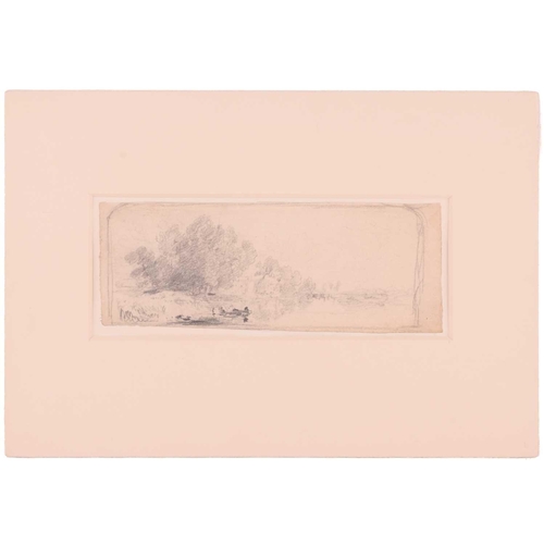 43 - John Joseph Cotman (1814 - 1878), four pencil sketches, 'Trees in landscape', & 'Riverscape', both e... 