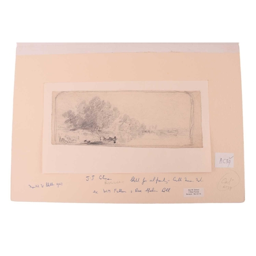 43 - John Joseph Cotman (1814 - 1878), four pencil sketches, 'Trees in landscape', & 'Riverscape', both e... 