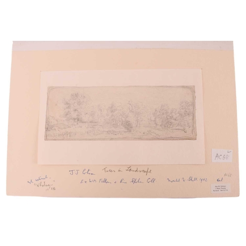 43 - John Joseph Cotman (1814 - 1878), four pencil sketches, 'Trees in landscape', & 'Riverscape', both e... 