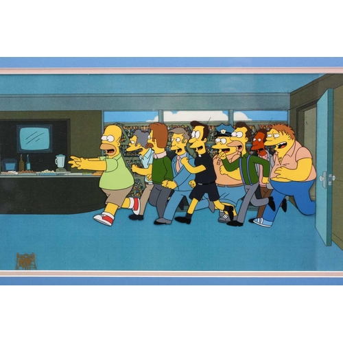 433 - A 'The Simpsons' animation cel, depicting Homer Simpson and other main characters entering a stadium... 