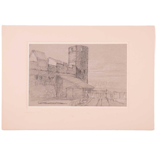 44 - John Joseph Cotman (1814 - 1878), three pencil sketches, 'Tower at Yarmouth', 'Road with Poplars' & ... 