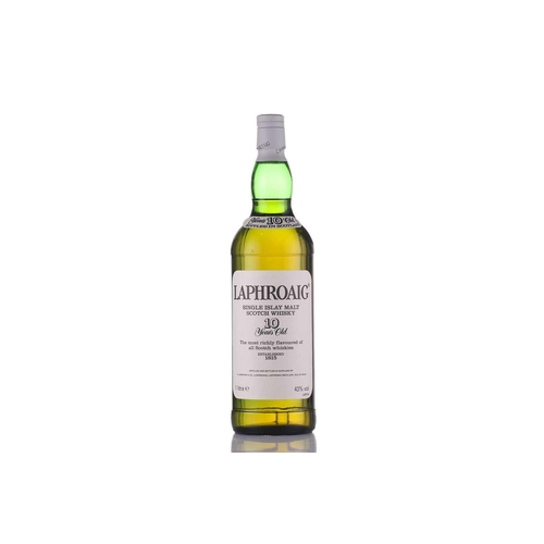 448 - A litre bottle of Laphroaig Single Islay Malt Scotch Whisky, 10 years old, 43% vol, together with a ... 