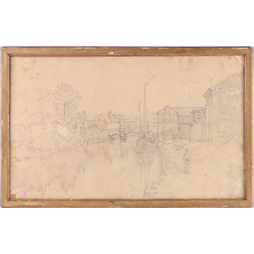 45 - John Joseph Cotman (1814 - 1878), ' Bishop Bridge', signed and dated 1870, pencil sketch, later ink ... 