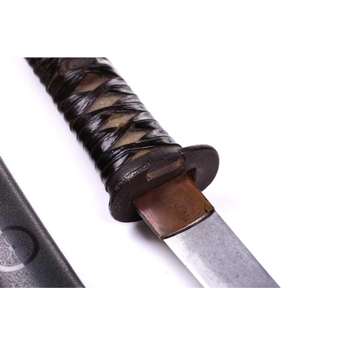 458 - A Japanese tanto, probably Edo/Meiji 19th century with lashed ray skin tsuka, simple iron tsuba and ... 