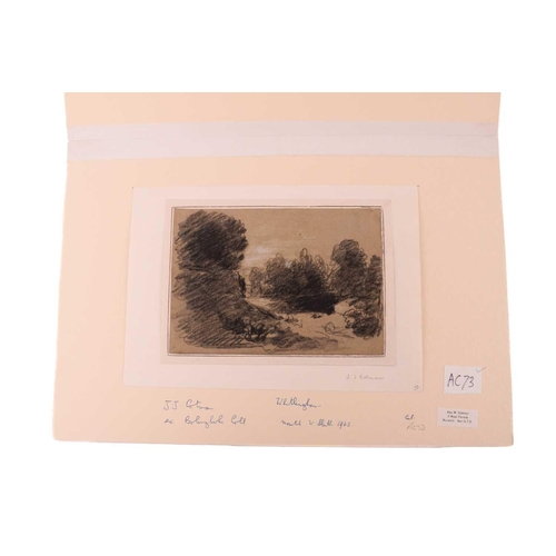 46 - John Joseph Cotman (1814 - 1878), three pencil & charcoal sketches, 'Whitlingham' & 'A Wood', both e... 