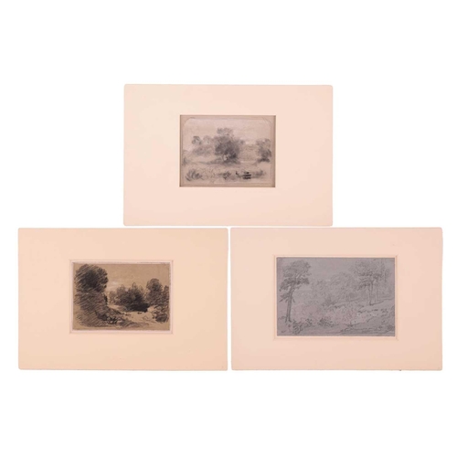 46 - John Joseph Cotman (1814 - 1878), three pencil & charcoal sketches, 'Whitlingham' & 'A Wood', both e... 