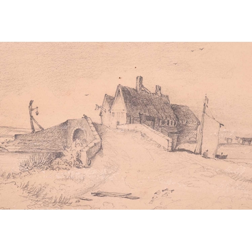 5 - After John Sell Cotman (1782 - 1842), 'An Old Cottage by a Pond', monochrome wash, numbered 655 bott... 