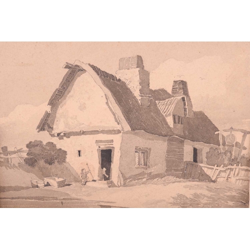 5 - After John Sell Cotman (1782 - 1842), 'An Old Cottage by a Pond', monochrome wash, numbered 655 bott... 