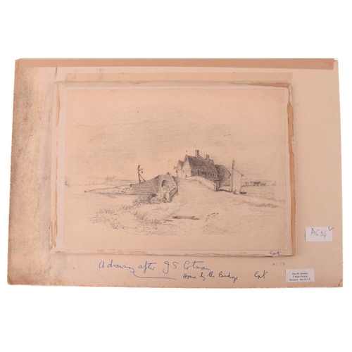 5 - After John Sell Cotman (1782 - 1842), 'An Old Cottage by a Pond', monochrome wash, numbered 655 bott... 