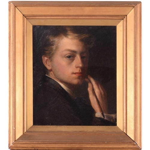 50 - Frederick George Cotman (British, 1850-1920), Self Portrait of the Artist as a young man holding a b... 