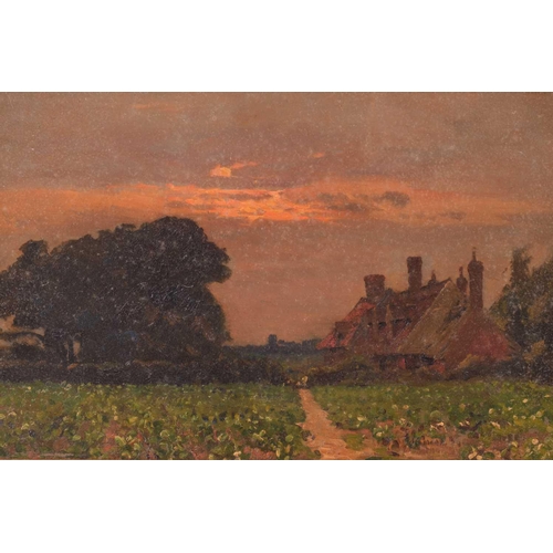 61 - Frederick George Cotman RI. ROI. (1850-1920), 'The Cabbage Field', oil on board, inscribed in ink ve... 