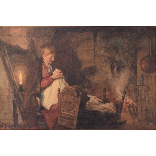 63 - Frederick George Cotman RI. ROI. (British, 1850-1920), 'Working and Watching', signed, watercolour, ... 