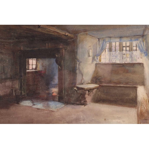 72 - Frederick George Cotman RI. ROI. (British, 1850-1920), 'A Cottage Interior' (inscribed verso This fi... 