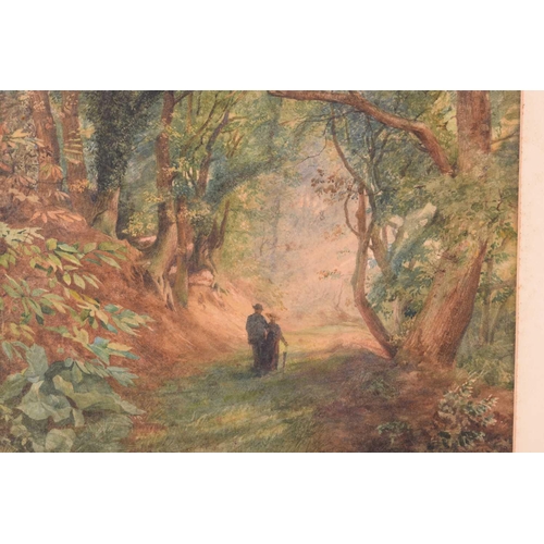 76 - Frederick George Cotman RI. ROI. (British, 1850-1920), 'Lovers Lane, Ipswich, Suffolk', c.1870, wate... 