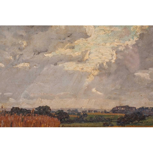 78 - Frederick George Cotman RI. ROI. (British, 1850-1920), 'A Suffolk Landscape - Ripe Corn to Left and ... 