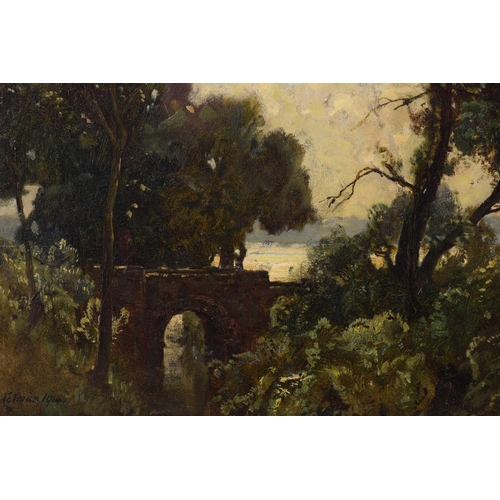 81 - Frederick George Cotman RI. ROI. (British, 1850-1920), 'Full Summer Bridge and Trees', signed and da... 