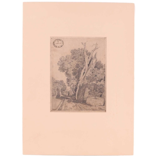 9 - John Sell Cotman (1782 - 1842), 'Rural Lane with Figure and Water Trough', signed, pencil sketch, No... 