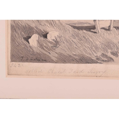 9 - John Sell Cotman (1782 - 1842), 'Rural Lane with Figure and Water Trough', signed, pencil sketch, No... 