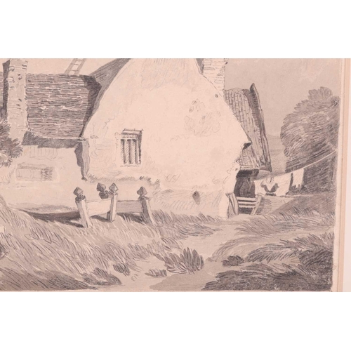 9 - John Sell Cotman (1782 - 1842), 'Rural Lane with Figure and Water Trough', signed, pencil sketch, No... 