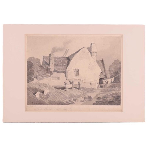 9 - John Sell Cotman (1782 - 1842), 'Rural Lane with Figure and Water Trough', signed, pencil sketch, No... 