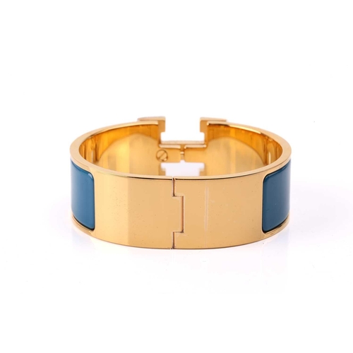 HERMES Clic H Bangle Metal Bracelet Blue