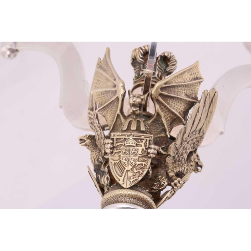 184 - An Aurum silver limited edition 104/400 three-sconce candelabrum, commemorating the wedding of Princ... 