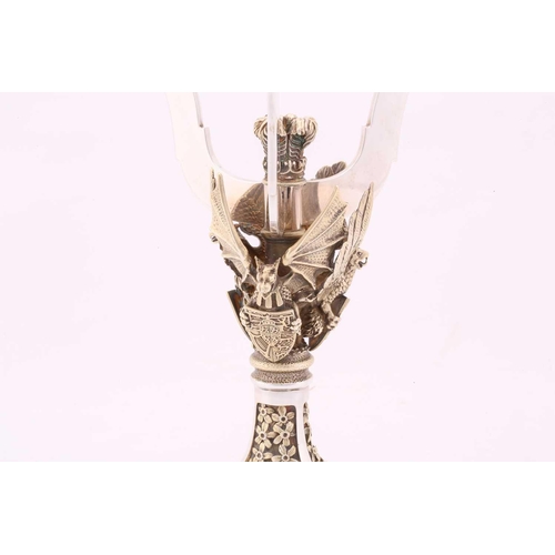 184 - An Aurum silver limited edition 104/400 three-sconce candelabrum, commemorating the wedding of Princ... 