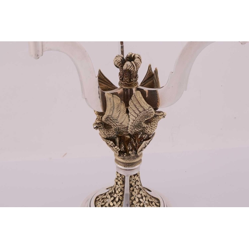 184 - An Aurum silver limited edition 104/400 three-sconce candelabrum, commemorating the wedding of Princ... 