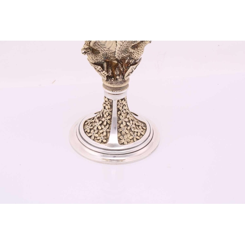 184 - An Aurum silver limited edition 104/400 three-sconce candelabrum, commemorating the wedding of Princ... 