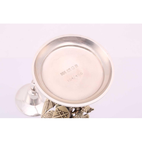 184 - An Aurum silver limited edition 104/400 three-sconce candelabrum, commemorating the wedding of Princ... 